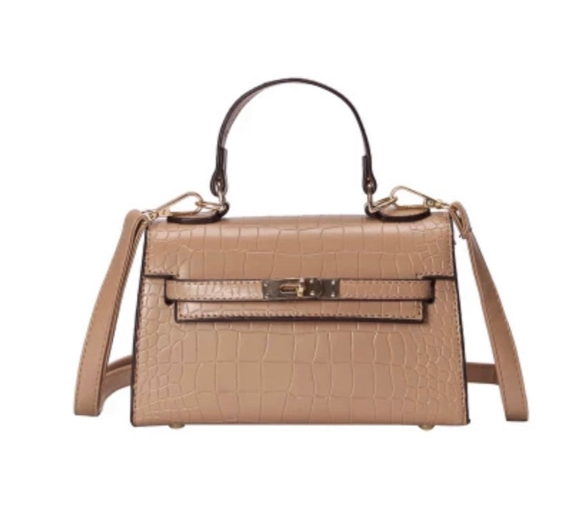 Nude Croc Embossed Tote