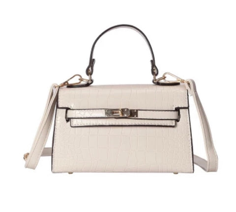 White Croc Embossed Tote