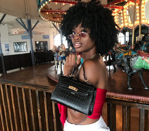 Black Croc Emobossed Tote