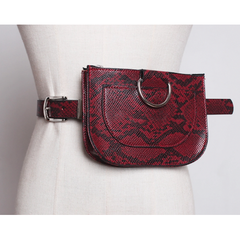 Faux Red Snake Belt Bag