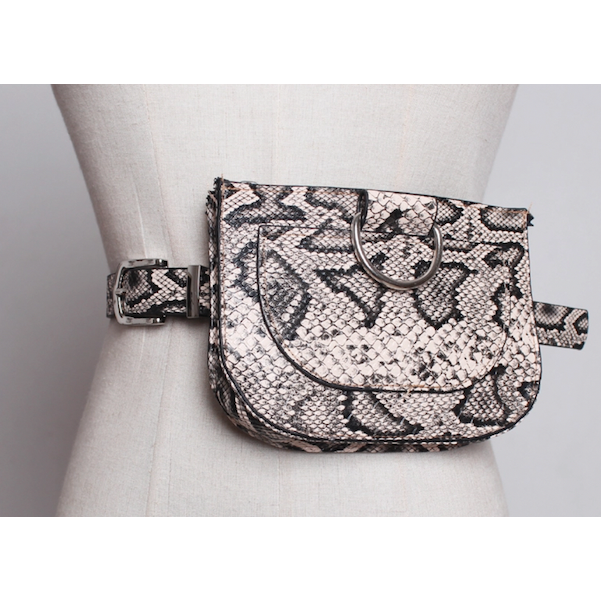 Faux Snake Print Belt Bag