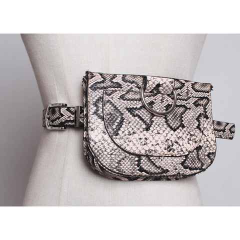 Faux Snake Print Belt Bag