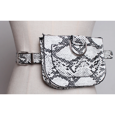 Faux Snake Print Belt Bag