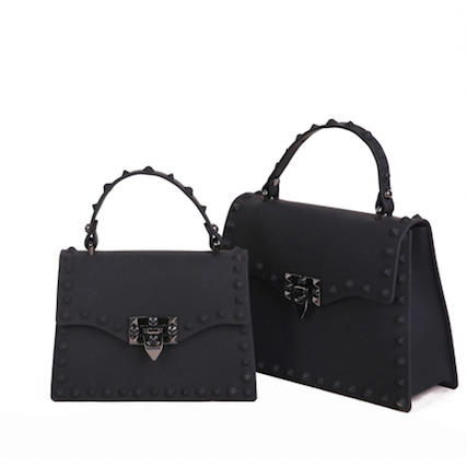 Small Matte Black Studded Tote