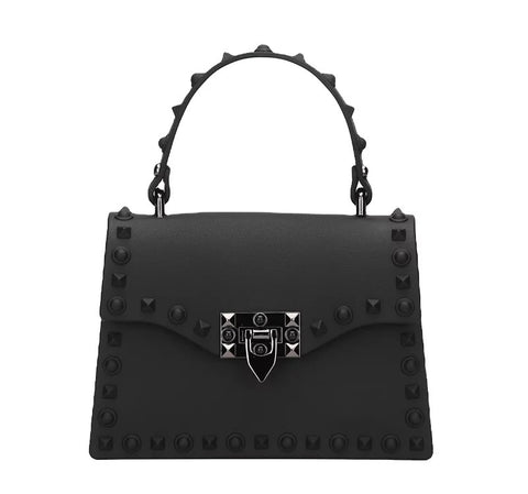 Small Matte Black Studded Tote